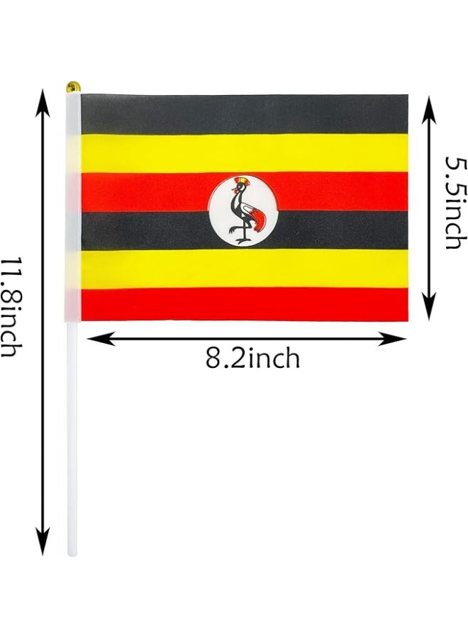 Uganda National Flag A5 Size Handheld – Fabric Country Flag with Stick – Black, Yellow & Red – Pack of 5 - Image 2